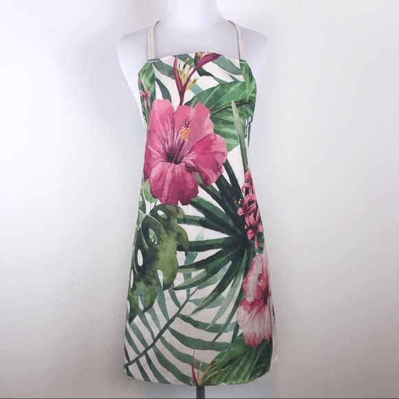 CDM Boutique Other - Floral Cooking Apron Woven Cotton Linen Tie Back M